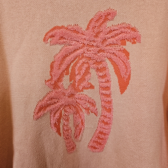 Talbots Jacquard Palm Tree Novelty Embroidered Pullover Knit Sweater - Picture 9 of 10